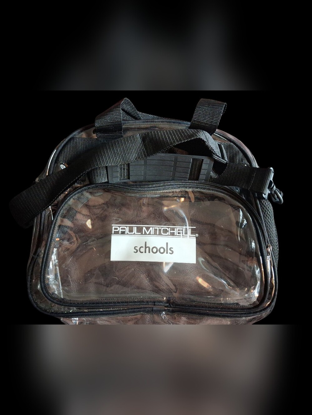 Paul Mitchell Clear Schools Cross Body Bag – Black Straps, Transparent Body